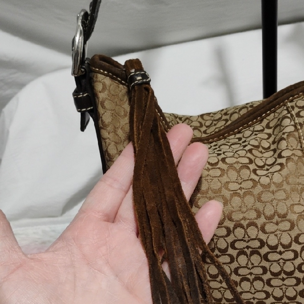 SALE! Authentic Coach Y2K Mini Signature C Shoulder Bag W Tassels - Picture 3 of 14